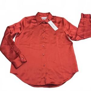Calvin Klein Women’s Orange Classic Fit Button-Up Blouse Size Small NWT